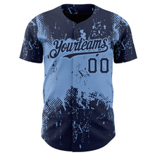 Charger l&#39;image dans la galerie, Custom Navy Light Blue 3D Pattern Design Abstract Splatter Grunge Art Authentic Baseball Jersey
