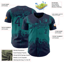 Загрузить изображение в средство просмотра галереи, Custom Navy Teal 3D Pattern Design Abstract Splatter Grunge Art Authentic Baseball Jersey
