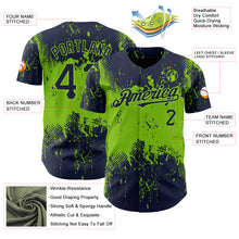 Загрузить изображение в средство просмотра галереи, Custom Navy Neon Green 3D Pattern Design Abstract Splatter Grunge Art Authentic Baseball Jersey
