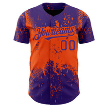 Charger l&#39;image dans la galerie, Custom Purple Orange 3D Pattern Design Abstract Splatter Grunge Art Authentic Baseball Jersey
