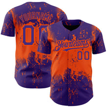 Charger l&#39;image dans la galerie, Custom Purple Orange 3D Pattern Design Abstract Splatter Grunge Art Authentic Baseball Jersey
