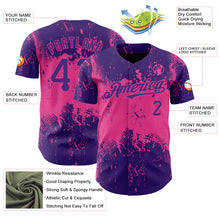 Charger l&#39;image dans la galerie, Custom Purple Pink 3D Pattern Design Abstract Splatter Grunge Art Authentic Baseball Jersey
