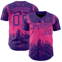 Charger l&#39;image dans la galerie, Custom Purple Pink 3D Pattern Design Abstract Splatter Grunge Art Authentic Baseball Jersey
