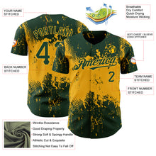 Загрузить изображение в средство просмотра галереи, Custom Green Gold 3D Pattern Design Abstract Splatter Grunge Art Authentic Baseball Jersey
