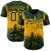 Загрузить изображение в средство просмотра галереи, Custom Green Gold 3D Pattern Design Abstract Splatter Grunge Art Authentic Baseball Jersey
