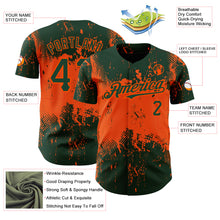 Charger l&#39;image dans la galerie, Custom Green Orange 3D Pattern Design Abstract Splatter Grunge Art Authentic Baseball Jersey
