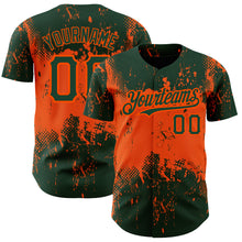 Charger l&#39;image dans la galerie, Custom Green Orange 3D Pattern Design Abstract Splatter Grunge Art Authentic Baseball Jersey
