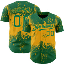 Charger l&#39;image dans la galerie, Custom Kelly Green Gold 3D Pattern Design Abstract Splatter Grunge Art Authentic Baseball Jersey
