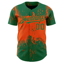 Charger l&#39;image dans la galerie, Custom Kelly Green Orange 3D Pattern Design Abstract Splatter Grunge Art Authentic Baseball Jersey
