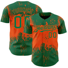 Charger l&#39;image dans la galerie, Custom Kelly Green Orange 3D Pattern Design Abstract Splatter Grunge Art Authentic Baseball Jersey
