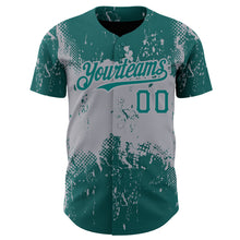 Charger l&#39;image dans la galerie, Custom Teal Gray 3D Pattern Design Abstract Splatter Grunge Art Authentic Baseball Jersey
