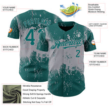 Charger l&#39;image dans la galerie, Custom Teal Gray 3D Pattern Design Abstract Splatter Grunge Art Authentic Baseball Jersey
