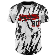 Load image into Gallery viewer, Custom White Black-Red 3D Pattern Design Abstract Sharp Shape Authentic Baseball Jersey
