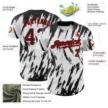 Load image into Gallery viewer, Custom White Black-Red 3D Pattern Design Abstract Sharp Shape Authentic Baseball Jersey
