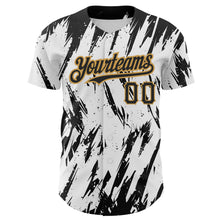 Load image into Gallery viewer, Custom White Black-Old Gold 3D Pattern Design Abstract Sharp Shape Authentic Baseball Jersey
