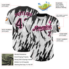 Load image into Gallery viewer, Custom White Black-Pink 3D Pattern Design Abstract Sharp Shape Authentic Baseball Jersey
