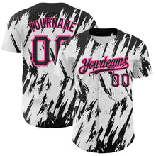 Load image into Gallery viewer, Custom White Black-Pink 3D Pattern Design Abstract Sharp Shape Authentic Baseball Jersey
