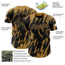 Load image into Gallery viewer, Custom Black Old Gold 3D Pattern Design Abstract Sharp Shape Authentic Baseball Jersey
