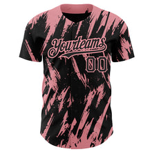 Load image into Gallery viewer, Custom Black Medium Pink 3D Pattern Design Abstract Sharp Shape Authentic Baseball Jersey
