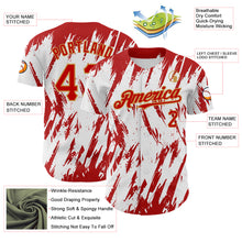 Load image into Gallery viewer, Custom White Red-Old Gold 3D Pattern Design Abstract Sharp Shape Authentic Baseball Jersey
