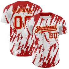 Load image into Gallery viewer, Custom White Red-Old Gold 3D Pattern Design Abstract Sharp Shape Authentic Baseball Jersey
