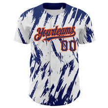 Load image into Gallery viewer, Custom White Royal-Orange 3D Pattern Design Abstract Sharp Shape Authentic Baseball Jersey
