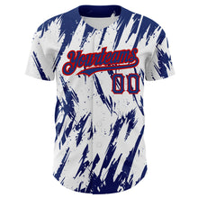 Load image into Gallery viewer, Custom White Royal-Red 3D Pattern Design Abstract Sharp Shape Authentic Baseball Jersey
