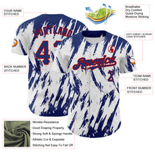 Load image into Gallery viewer, Custom White Royal-Red 3D Pattern Design Abstract Sharp Shape Authentic Baseball Jersey
