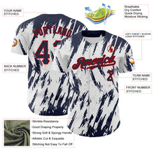 Load image into Gallery viewer, Custom White Navy-Red 3D Pattern Design Abstract Sharp Shape Authentic Baseball Jersey
