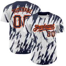 Load image into Gallery viewer, Custom White Navy-Orange 3D Pattern Design Abstract Sharp Shape Authentic Baseball Jersey
