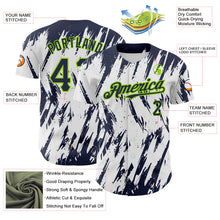 Load image into Gallery viewer, Custom White Navy-Neon Green 3D Pattern Design Abstract Sharp Shape Authentic Baseball Jersey
