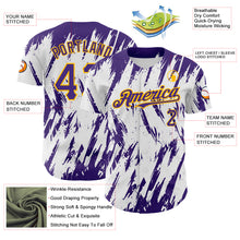 Load image into Gallery viewer, Custom White Purple-Gold 3D Pattern Design Abstract Sharp Shape Authentic Baseball Jersey
