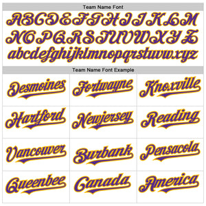 Custom White Purple-Gold 3D Pattern Design Abstract Sharp Shape Authentic Baseball Jersey