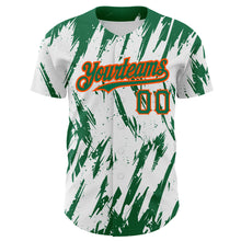 Load image into Gallery viewer, Custom White Kelly Green-Orange 3D Pattern Design Abstract Sharp Shape Authentic Baseball Jersey
