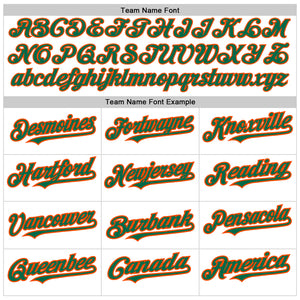 Custom White Kelly Green-Orange 3D Pattern Design Abstract Sharp Shape Authentic Baseball Jersey