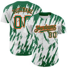 Load image into Gallery viewer, Custom White Kelly Green-Orange 3D Pattern Design Abstract Sharp Shape Authentic Baseball Jersey
