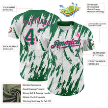 Load image into Gallery viewer, Custom White Kelly Green-Pink 3D Pattern Design Abstract Sharp Shape Authentic Baseball Jersey
