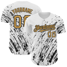 Load image into Gallery viewer, Custom White Old Gold-Black 3D Pattern Design Abstract Splash Authentic Baseball Jersey
