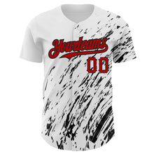 Load image into Gallery viewer, Custom White Red-Black 3D Pattern Design Abstract Splash Authentic Baseball Jersey
