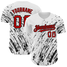 Load image into Gallery viewer, Custom White Red-Black 3D Pattern Design Abstract Splash Authentic Baseball Jersey
