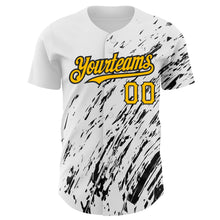 Load image into Gallery viewer, Custom White Gold-Black 3D Pattern Design Abstract Splash Authentic Baseball Jersey
