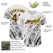 Load image into Gallery viewer, Custom White Black-Gold 3D Pattern Design Abstract Splash Authentic Baseball Jersey
