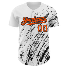 Load image into Gallery viewer, Custom White Orange-Black 3D Pattern Design Abstract Splash Authentic Baseball Jersey
