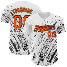 Load image into Gallery viewer, Custom White Orange-Black 3D Pattern Design Abstract Splash Authentic Baseball Jersey
