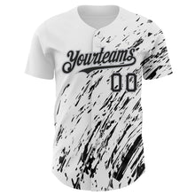 Load image into Gallery viewer, Custom White Black-Gray 3D Pattern Design Abstract Splash Authentic Baseball Jersey
