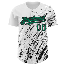 Load image into Gallery viewer, Custom White Kelly Green-Black 3D Pattern Design Abstract Splash Authentic Baseball Jersey
