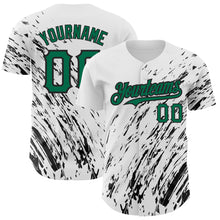 Load image into Gallery viewer, Custom White Kelly Green-Black 3D Pattern Design Abstract Splash Authentic Baseball Jersey
