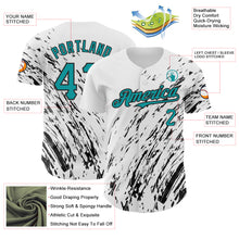 Load image into Gallery viewer, Custom White Teal-Black 3D Pattern Design Abstract Splash Authentic Baseball Jersey
