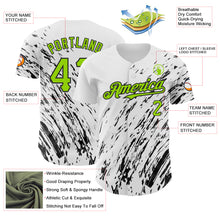 Load image into Gallery viewer, Custom White Neon Green-Black 3D Pattern Design Abstract Splash Authentic Baseball Jersey
