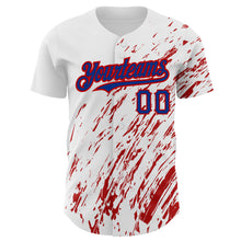 Load image into Gallery viewer, Custom White Royal-Red 3D Pattern Design Abstract Splash Authentic Baseball Jersey
